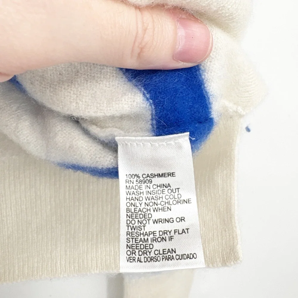 Antonio Melani Womens Blue White Striped Cashmere Parisian Chic‎ Sweater Size M